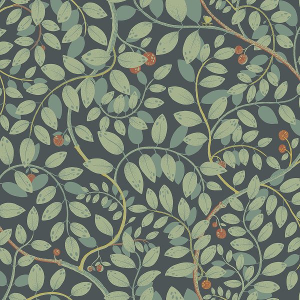 Kirke Turquoise Leafy Vines Wallpaper