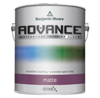 ADVANCE Interior Paint- Matte Matte (K791) Exceptional application and feel Outstanding coverage and hide Cures to a hard, furniture-quality finish Spatter resistant Easy application Tinted with Benjamin Moore's proprietary waterborne colorants Low VOC even after tinting Available in over 3,500 colours Easy clean Download our how-to guide or watch our how-to video for tips on repainting your cabinets using ADVANCE Engineered with Gennex® Colour Technology View the sell sheet for more information Ideal for interior walls, doors, trim, cabinets and ceilings. For primed or previously painted wallboard, plaster, masonry, wood and metal. Available Colours: White, black and 1X, 2X, 3X, 4X bases Sheen (or Gloss): Matte Cleanup: Soap and Water Resin Type: Waterborne Alkyd Recommended Use: Interior MPI Rating: 165 VOC Level: 46.5