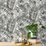 A Street Prints Baja Grey Wallpaper silver tropical jungle