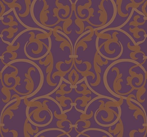 York Wallcoverings BH8382 Kashmir Royal Scroll Wallpaper deep purple metallic
