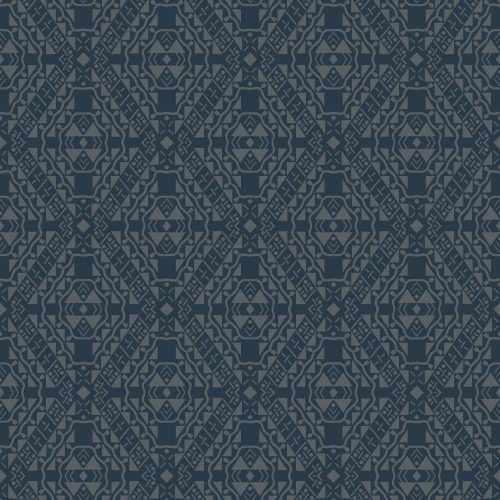 This exotic geometric pattern has overtones of varied tribal influences. The primary motif consists of seven inch diamonds in a vertical chain, along with dots, dashes, triangles and more. The dual color design consists of raised ink on a smooth solid backdrop. Select either turquoise or deep beige with white, also cream on grey, or silver on darkest blue. Coordinate with Staccato (HS2063 – HS2067) or Reflections (HS2045 – HS2050.   york-wallcoverings-wallpaper-hs2003-64_1000