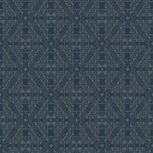 This exotic geometric pattern has overtones of varied tribal influences. The primary motif consists of seven inch diamonds in a vertical chain, along with dots, dashes, triangles and more. The dual color design consists of raised ink on a smooth solid backdrop. Select either turquoise or deep beige with white, also cream on grey, or silver on darkest blue. Coordinate with Staccato (HS2063 – HS2067) or Reflections (HS2045 – HS2050.