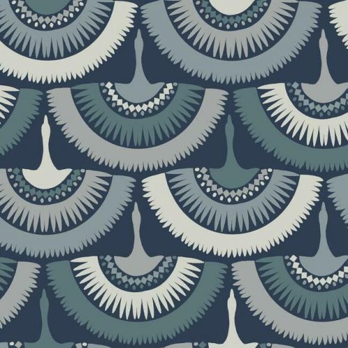 wallpaper, birds, fans, feathers, fringe, boho, luxe, green, pink blush, petrol, blue, white, green, yellow, olive   BO6642ex_650x