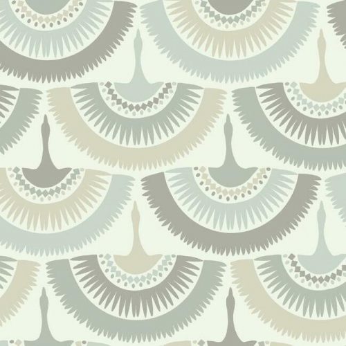 wallpaper, birds, fans, feathers, fringe, boho, luxe, green, pink blush, petrol, blue, white, green, yellow, olive