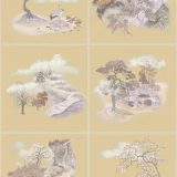 Cole and Son Shinrin Yoku Mountain scape Luxury Wallpaper - Premium Designer Wallcovering for Living Room and Bedroom Decor