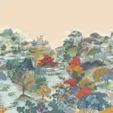 Cole and Son Shinrin Yoku Pavillion Wallpaper - Premium Designer Wallcovering for Living Room and Bedroom Decor - Pink