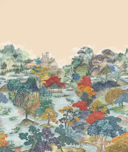 Cole and Son Shinrin Yoku Pavillion Wallpaper - Premium Designer Wallcovering for Living Room and Bedroom Decor - Pink