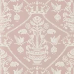Highgrove Damask wallpaper from Sanderson pink background with cream