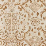 Papier peint Woodland Sanderson avec motif paisley en rose, vert et beige, style élégant et intemporel.