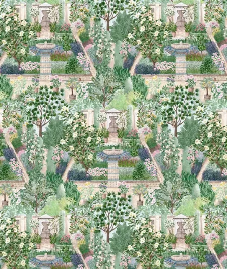 Décoration murale jardin oriental Carpet Garden Paradise - Vert et mauve