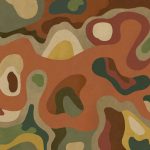 Décor panoramique Burle Terracota de la collection Bossa Nova par Tres Tintas, vue abstraite inspirée de l’architecture botanique de Burle Marx