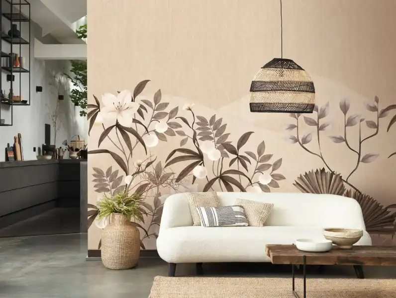 Inspiration salon de luxe avec papier peint mural Hevea Casadeco installation Montreal