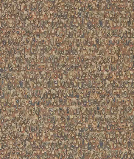 Papier peint Zoffany Icarus Copper Pheasant dans un salon chaleureux.