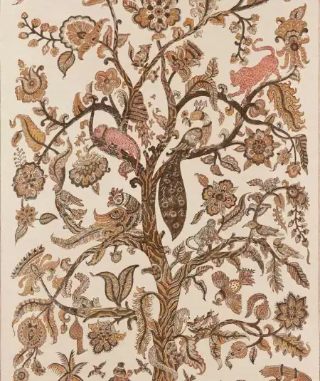 Tree of Life Spice Russet/Olive botanical wallpaper featuring painterly Himalayan Allium flower heads and slender stems in rich russet and olive tones, printed on wide-width non-woven wallcovering to evoke fluid natural movement and elevated artistic character, ideal for distinctive interior walls at Empire Wallpaper.