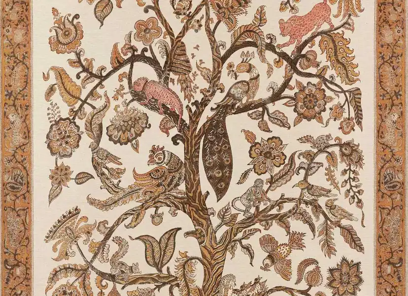 Tree of Life Spice Russet/Olive botanical wallpaper featuring painterly Himalayan Allium flower heads and slender stems in rich russet and olive tones, printed on wide-width non-woven wallcovering to evoke fluid natural movement and elevated artistic character, ideal for distinctive interior walls at Empire Wallpaper.