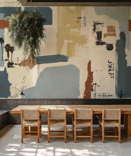 Murale Sky Demolition - Tres Tintas, style mural contemporain pour salon moderne.